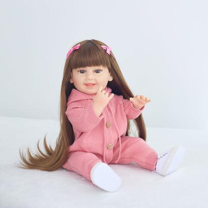 Imagem de Boneca Bebê Reborn Silicone Realista 48cm Original Kit Acessórios Conjunto Roupa Mamadeira Chupeta Pelúcia Fralda Certidão
