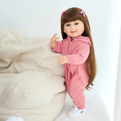 Imagem de Boneca Bebê Reborn Silicone Realista 48cm Original Kit Acessórios Conjunto Roupa Mamadeira Chupeta Pelúcia Fralda Certidão
