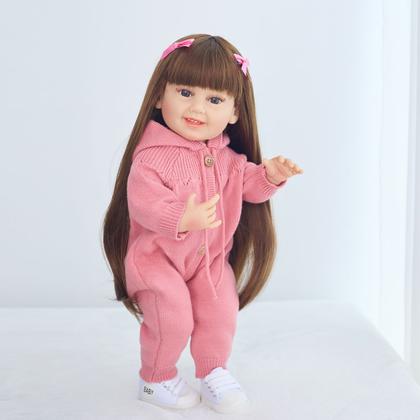 Imagem de Boneca Bebê Reborn Silicone Realista 48cm Original Kit Acessórios Conjunto Roupa Mamadeira Chupeta Pelúcia Fralda Certidão