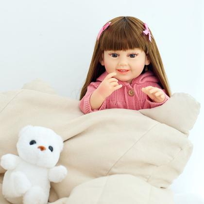 Imagem de Boneca Bebê Reborn Silicone Realista 48cm Original Kit Acessórios Conjunto Roupa Mamadeira Chupeta Pelúcia Fralda Certidão