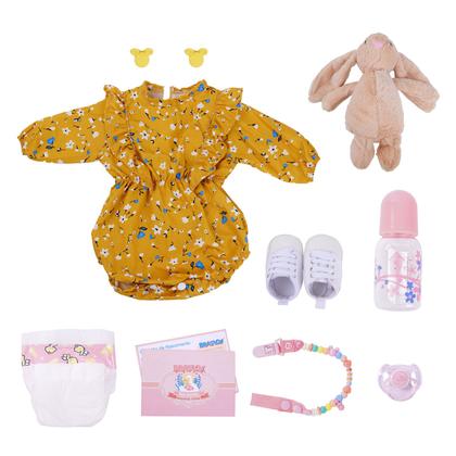 Imagem de Boneca Bebê Reborn Silicone Realista 55cm Conjunto de Roupa Mamadeira Chupeta Brastoy
