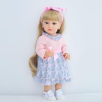 Imagem de Boneca Bebê Reborn Silicone Realista 55cm Original Kit Acessórios Conjunto Roupa Mamadeira Chupeta Pelúcia Fralda Certidão