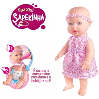 Imagem de Boneca Bebe Sapekinha Faz Xixi C/ Fralda E Mamadeira - Milk