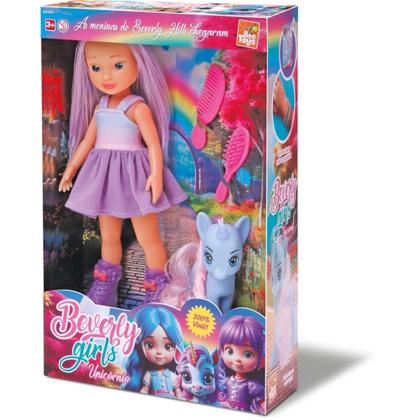 Imagem de Boneca Beverly GIRLS Unicórnio 34CM com Acessórios e Unicórnio Articulada