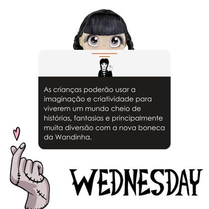 Imagem de Boneca Bravezinha Vandinha Wandinha Addams 40cm C/ Acessórios - Wednesday - Bee Toys