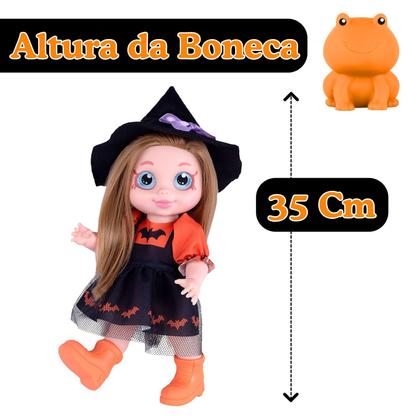 Imagem de Boneca Bruxinha Luna Halloween Com Sapinho e Acessórios