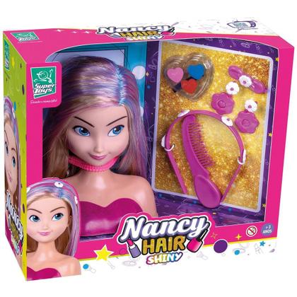 Imagem de Boneca Busto Nancy Hair Faz Penteados Com Acessórios - Super Toys