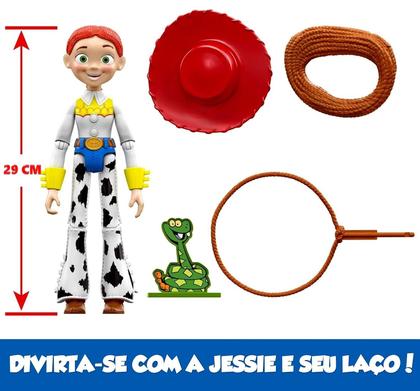 Imagem de Boneca Colecionável Articulada Cowgirl Vaqueira Menina Jessie  Personagem Boiadeira Da Coleção Filme Desenho Infantil Toy Story Disney  Mattel