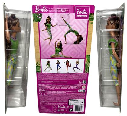 Imagem de Boneca Colecionável Barbie Menina Morena Ioga Yoga  Completamente Toda Articulada Para Mexer  Coleção Made To Move  Mattel Brinquedos