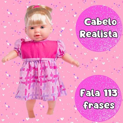 Imagem de Boneca Com Cabelo E Chupeta Fala 113 Frases Menina Infantil Totsy Brinquedos Super Toys