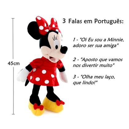 Imagem de Boneca da Minnie e Boneco do Mickey de Pelúcia com Falas em Português + Copos com Orelhas