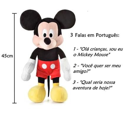 Imagem de Boneca da Minnie e Boneco do Mickey de Pelúcia com Falas em Português + Copos com Orelhas