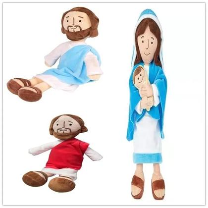 Imagem de Boneca de Pelúcia Jesus e Maria - Brinquedo Macio para Bebês