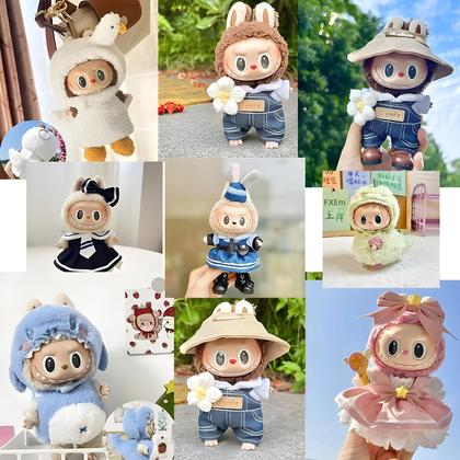 Imagem de Boneca De Pelúcia Kawaii Labubu Lisa De 17cm Com Roupa Intercambiável DIY Saia Jogo Personalizado
