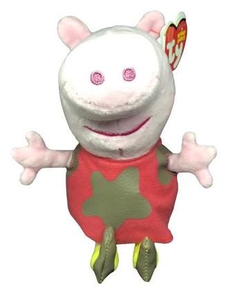 Imagem de Boneca De Pelúcia Pequena Ty Beanie Babies Infantil Porquinha Porca Peppa Pig Suja Lama - 19 Centímetros - Irmã Do George Pig - Dtc Brinquedos