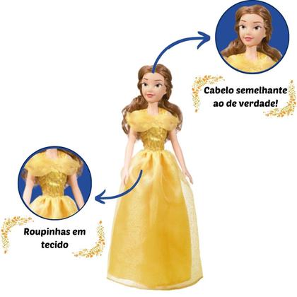 Imagem de Boneca Disney Princesa Bela Infantil 55cm Grande Vinil Articulada Original Brinquedo Novabrink