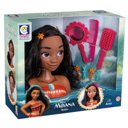 Imagem de Boneca Disney Princesa Moana Infantil Busto Com Acessórios Para Cabelo Brinquedos Cotiplás