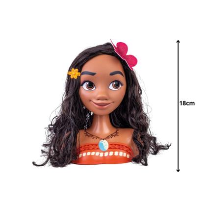 Imagem de Boneca Disney Princesa Moana Infantil Busto Com Acessórios Para Cabelo Brinquedos Cotiplás