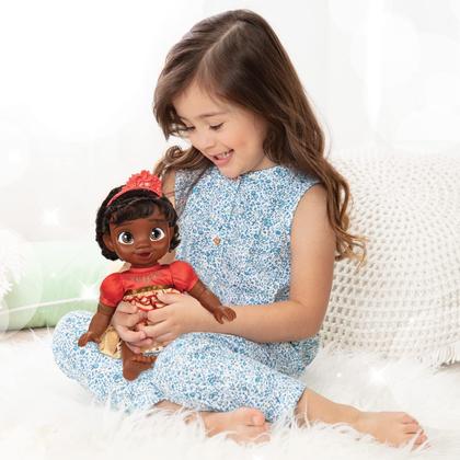 Imagem de Boneca Disney Princess Moana com mamadeira e alfinete de cabelo