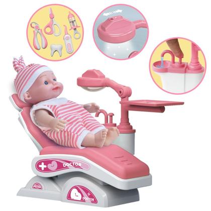 Imagem de Boneca Doutor Dentista Com Acessórios Cadeira Ajustável Roupinha - Dm Toys