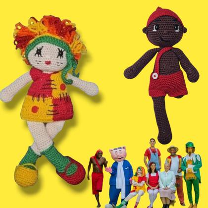Imagem de Boneca Emília & Saci Pererê Crochê 30cm Amigurumi
