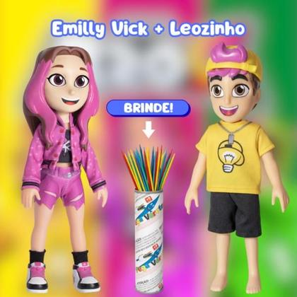 Imagem de Boneca Emilly Vick + Boneco Leozinho Mundo dos Rosa com Chaveiro + Pega Varetas