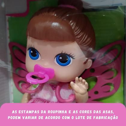 Imagem de Boneca Fada Baby Collection Mini Morena Menina Vinil 19cm