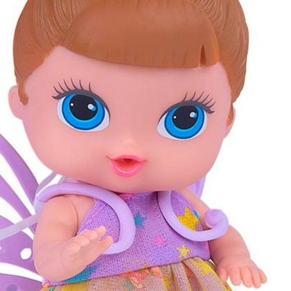 Imagem de Boneca Fada Baby Collection Mini Morena Menina Vinil 19cm