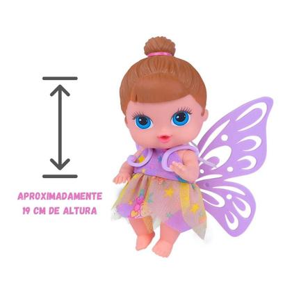 Imagem de Boneca Fada Baby Collection Mini Morena Menina Vinil 19cm