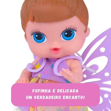 Imagem de Boneca Fada Baby Collection Mini Morena Menina Vinil 19cm