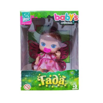 Imagem de Boneca Fada Baby Collection Mini Morena Menina Vinil 19cm