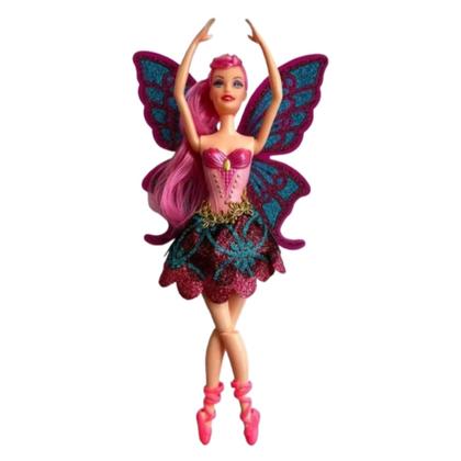 Imagem de Boneca fada bailarina tipo Barbie articulada com Glitter nas asas  e escova de cabelo