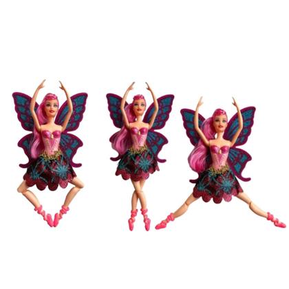 Imagem de Boneca fada bailarina tipo Barbie articulada com Glitter nas asas  e escova de cabelo