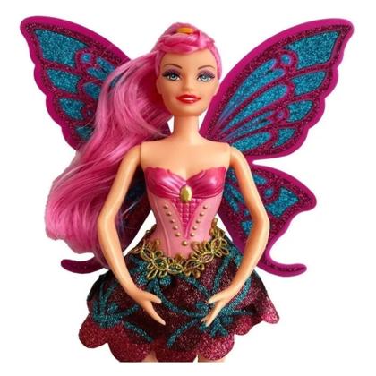 Imagem de Boneca fada bailarina tipo Barbie articulada com Glitter nas asas  e escova de cabelo