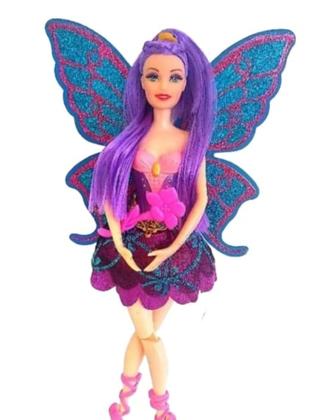 Imagem de Boneca fada bailarina tipo Barbie articulada com Glitter nas asas  e escova de cabelo
