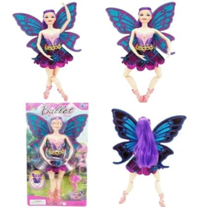 Imagem de Boneca fada bailarina tipo Barbie articulada com Glitter nas asas  e escova de cabelo