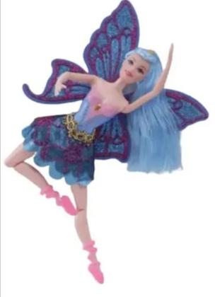 Imagem de Boneca Fada Bailarina Tipo Barbie Articulada Com Glitter Nas Asas e Escova de Cabelo - Ballet