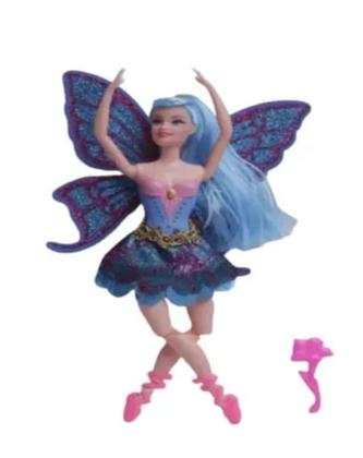 Imagem de Boneca Fada Bailarina Tipo Barbie Articulada Com Glitter Nas Asas e Escova de Cabelo - Ballet