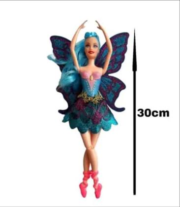 Imagem de Boneca Fada Bailarina Tipo Barbie Articulada Com Glitter Nas Asas e Escova de Cabelo - Ballet