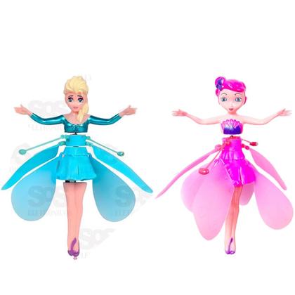 Imagem de Boneca Fadinha Mágica Recarregável Drone com Luz Controle Remoto e Sensor