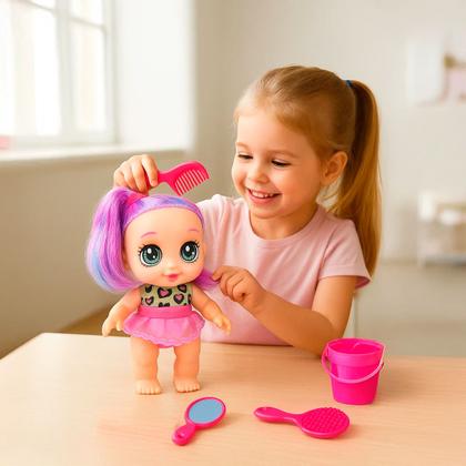 Imagem de Boneca Fashion Estilosa 26cm Cabelo Colorido Infantil +3 Ano