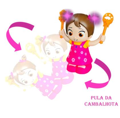 Imagem de Boneca Fofinha Rosa Pula Pula Divertida Luzes Sons