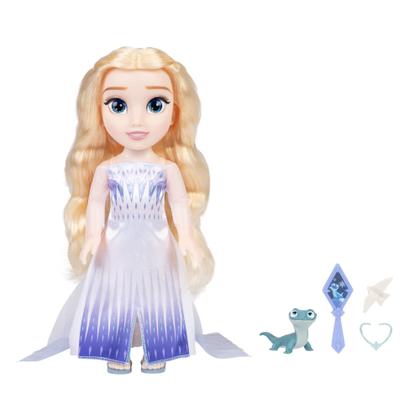 Imagem de Boneca Frozen Elsa, a Rainha da Neve, cantando com a figura de Bruni