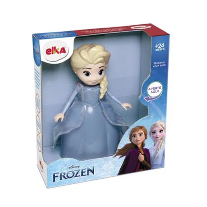 Imagem de Boneca Frozen Elsa com Som 24cm Fala Frases do Filme Desliza +2 anos Disney Brinquedo Elka - 947