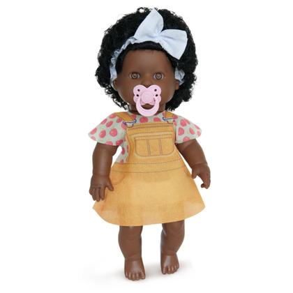 Imagem de Boneca Infantil Bebê Negra Danadinha 34cm e Carrinho Passeio