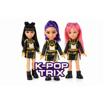 Imagem de Boneca K-Pop Trix Gold Aria Preto 37cm Brinquedo Infantil Fashion Estilo Kpop com Acessórios - Pupee