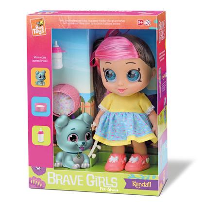 Imagem de Boneca Kendall Pet com Cachorrinho e Acessórios Coleção Brave Girls - Bee Toys