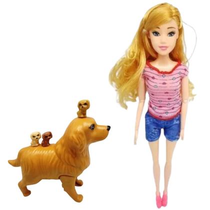 Imagem de Boneca Linda Amiguinha De Pelúcia Com Cachorro Para Criança Presente De Aniversário Com Garantia