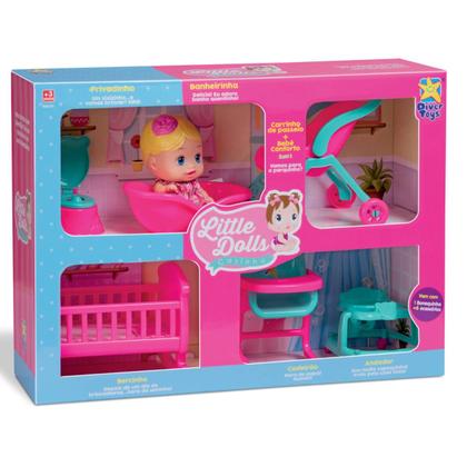 Imagem de Boneca Little Dolls Casinha + 6 Acessórios Divertoys