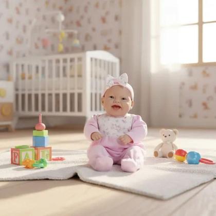 Imagem de Boneca Lola Baby com Chupeta e Macacão Rosa 35 cm - Bambola